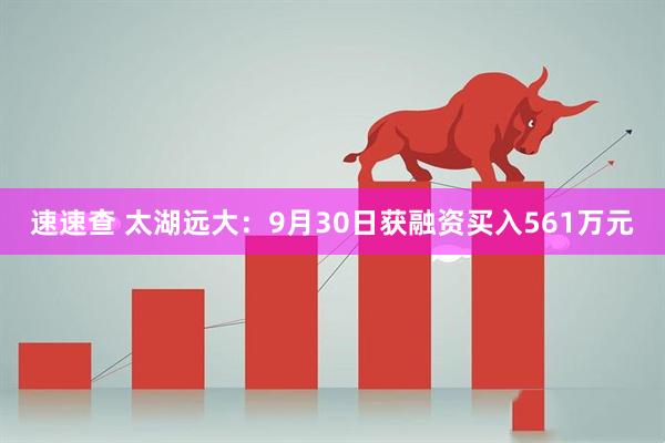 速速查 太湖远大：9月30日获融资买入561万元